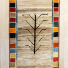 オールドギャッベ・158×92・茶色・原毛・生命の樹・カラフル・四角・センターラグサイズ・玄関マットサイズ・真上画