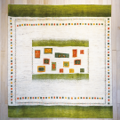 アマレ・196×218・緑・ベージュ・原毛・窓・四角・木・羊・リビングサイズ・真上画