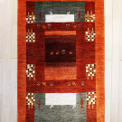 アマレ・158×100・赤・木・ラクダ・羊・センターラグサイズ・真上画