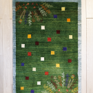 カシュクリ・119×80・緑・草木・鹿・カラフル・玄関サイズ・真上画