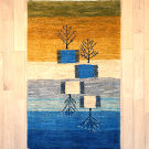 アマレ・122×76・緑・黄色・青・グラデーション・木・玄関サイズ・真上画