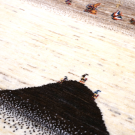 カシュクリ・129×81・ベージュ・茶色・原毛・ランドスケープ・鹿・玄関サイズ・アップ画