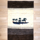 カシュクリ・128×84・茶色・ベージュ・海・ヤシの木・鹿・玄関サイズ・真上画