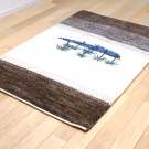 カシュクリ・128×84・茶色・ベージュ・海・ヤシの木・鹿・玄関サイズ・使用イメージ画