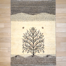 カシュクリ・123×84・ベージュ・茶色・原毛・生命の樹・鹿・山・玄関サイズ・真上画