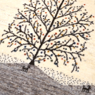 カシュクリ・123×84・ベージュ・茶色・原毛・生命の樹・鹿・山・玄関サイズ・アップ画