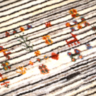 カシュクリ・103×67・茶色・ベージュ・鹿・木・小花・玄関サイズ・アップ画