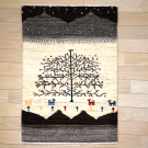 カシュクリ・90×63・生命の樹・鹿・茶色・ベージュ・玄関サイズ・真上画