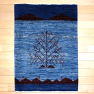 カシュクリ・99×71・青・生命の樹・鹿・玄関サイズ・真上画