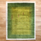 アマレ・230×176・緑・グラデーション・原毛・鳥・孔雀・糸杉・木・リビングサイズ・真上画
