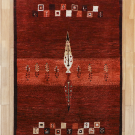 アマレ・166×117・赤色・糸杉・鹿・木・センターラグサイズ・真上画
