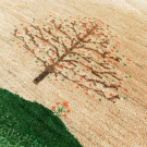 カシュクリ・92×76・生命の樹・原毛・茶色・緑・玄関マット・アップ画