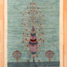 アマレ・188×122・水色・糸杉・鹿・センターラグサイズ・真上画