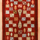 アマレ・181×121・赤・糸杉・羊・窓・木・センターラグサイズ・真上画