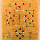 アマレ・181×119・黄色・花・木・センターラグサイズ・真上画