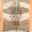 カシュクリ・156×101・白・茶色・原毛・生命の樹・センターラグサイズ・真上画