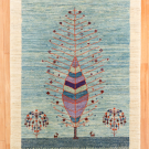 アマレ・149×97・水色・生命の樹・鹿・しだれ柳・センターラグサイズ