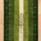 カシュクリ・144×98・緑・生命の樹・羊・植物・センターラグサイズ・真上画