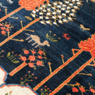 ルリバフ・184×117・紺色・茶色・生命の樹・羊・ラクダ・遊牧風景・センターラグサイズ・アップ画