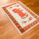 ルリバフ・80×121・赤色・白・原毛・ライオン・サーベルライオン・羊・玄関サイズ・使用イメージ画