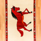 オールドライオン・133×82・馬・赤・白・原毛・玄関サイズ・真上画