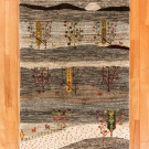 ルリバフ・122×80・原毛・植物・生命の樹・玄関サイズ・真上画