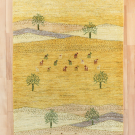 アマレ・151×98・黄色・ラクダ・生命の樹・センターラグサイズ