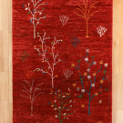 アマレ・153×100・赤色・生命の樹・花・センターラグサイズ・真上画
