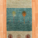 カシュクリ・148×50・水色・薄緑・生命の樹・鹿・廊下敷き・真上画