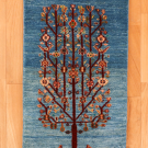 ルリバフファイン・玄関マットサイズ・青色・生命の樹・真上画