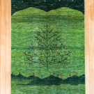 カシュクリ・センターラグサイズ・緑色・生命の樹・真上画