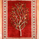 ルリバフ・254×170・赤色・ザクロの木・リビングサイズ・真上画