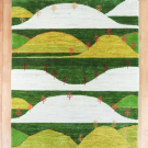 アマレ・180×123・緑色・白色・原毛・黄緑・木・センターラグサイズ・真上画