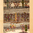 ルリバフ・88×57・茶色・白・原毛・生命の樹・鹿・玄関マットサイズ・真上画