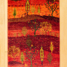 カシュクリランドスケープ・102×59・赤色・橙色・生命の樹・糸杉・玄関マットサイズ・真上画