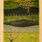 カシュクリランドスケープ・89×60・緑色・生命の樹・風景・玄関マットサイズ・真上画