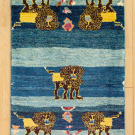 カシュクリランドスケープ・81×58・青色・ライオン・玄関マットサイズ・真上画