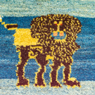 カシュクリランドスケープ・81×58・青色・ライオン・玄関マットサイズ・アップ画