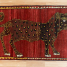 オールドライオン・141×90・赤色・茶色・ライオン・センターラグサイズ・真上画