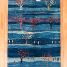 カシュクリランドスケープ・176×122・青色・生命の樹・風景・センターラグサイズ・真上画