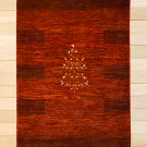 カシュクリ・124×82・赤色・生命の樹・羊・シンプル・玄関マットサイズ・真上画
