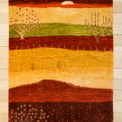 カシュクリランドスケープ・116×85・赤色・生命の樹・風景・玄関マットサイズ・真上画