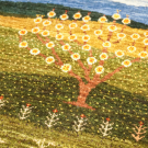 カシュクリランドスケープ・122×83・緑色・生命の樹・玄関マットサイズ・アップ画