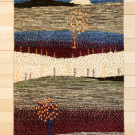 カシュクリランドスケープ・115×81・青色・原毛・紫・玄関マットサイズ・真上画