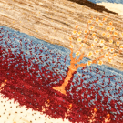 カシュクリランドスケープ・115×81・青色・原毛・紫・玄関マットサイズ・アップ画
