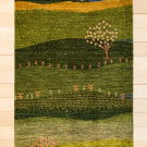 カシュクリランドスケープ・137×76・緑色・生命の樹・風景・玄関マットサイズ・真上画
