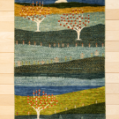 カシュクリランドスケープ・130×77・青色・生命の樹・玄関マットサイズ・真上画