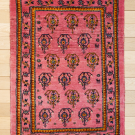 ルリバフ・110×77・ピンク・鹿・ペイカン文様・ボテ文様・玄関マットサイズ・真上画
