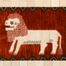 オールドライオン・87×59・赤色・白原毛・ライオン・玄関マットサイズ・真上画