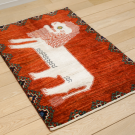 オールドライオン・87×59・赤色・白原毛・ライオン・玄関マットサイズ・使用イメージ画